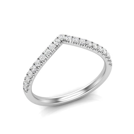14k Gold Diamond Chevron Stackable Ring Wedding Band - Abtin & Company 