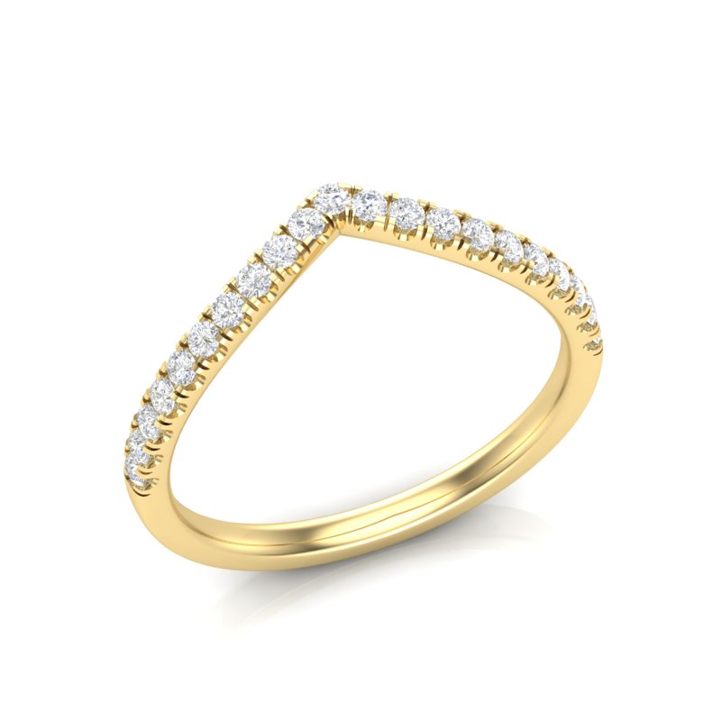 14k Gold Diamond Chevron Stackable Ring Wedding Band - Abtin & Company 