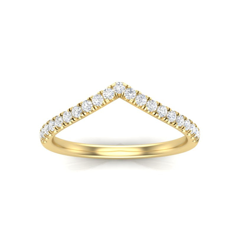 14k Gold Diamond Chevron Stackable Ring Wedding Band - Abtin & Company 