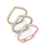 14k Gold Diamond Chevron Stackable Ring Wedding Band - Abtin & Company 