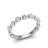 14k Gold Diamond Beaded Milgrain Bezel Stackable Ring Wedding Band - Abtin & Company 