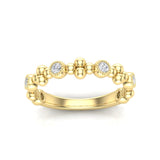 14k Gold Diamond Beaded Milgrain Bezel Stackable Ring Wedding Band - Abtin & Company 