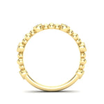 14k Gold Diamond Beaded Milgrain Bezel Stackable Ring Wedding Band - Abtin & Company 