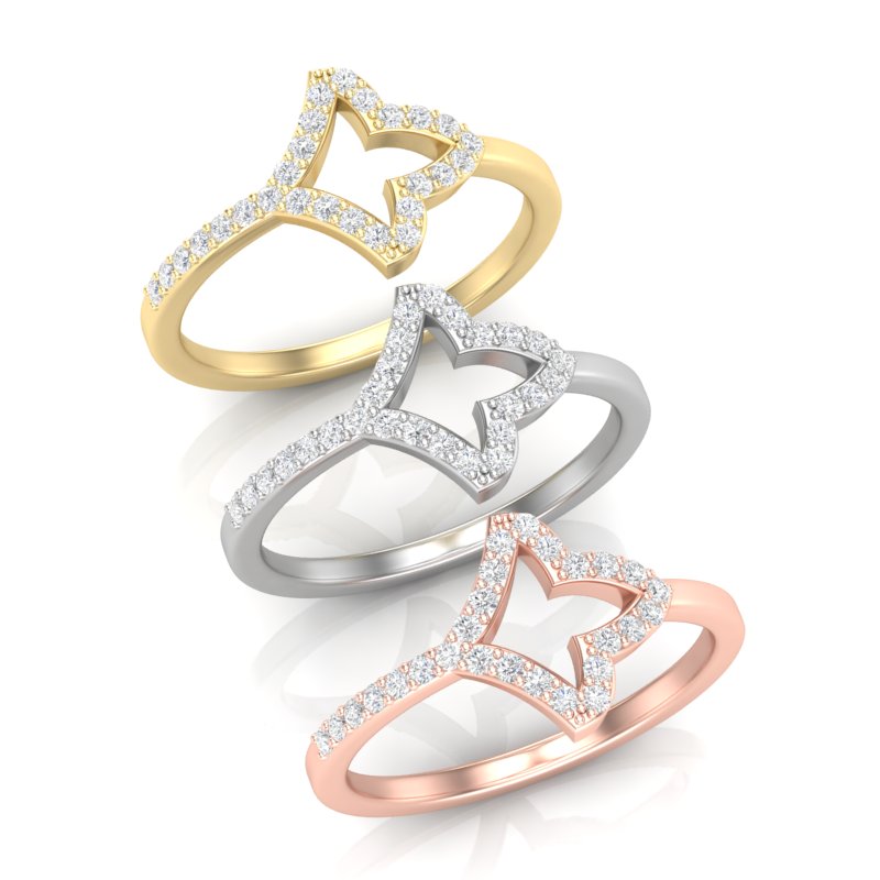 14k Gold Ivy leaf Diamond Ring - Abtin & Company 