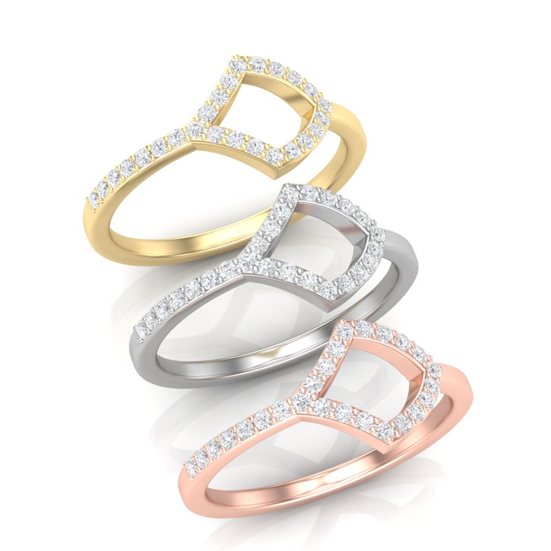 14k Gold Geometric Shape Diamond Ring - Abtin & Company 