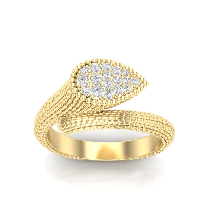 14k Gold Diamond Boheme Tear-drop Ring - Abtin & Company 
