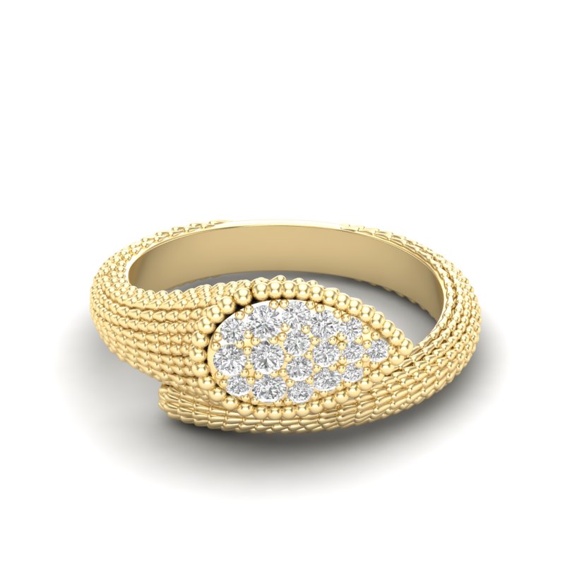 14k Gold Diamond Boheme Tear-drop Ring - Abtin & Company 