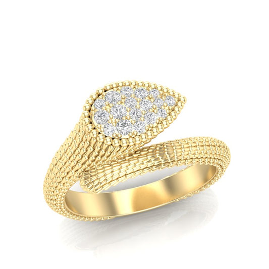 14k Gold Diamond Boheme Tear-drop Ring - Abtin & Company 
