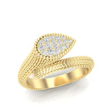 14k Gold Diamond Boheme Tear-drop Ring - Abtin & Company 