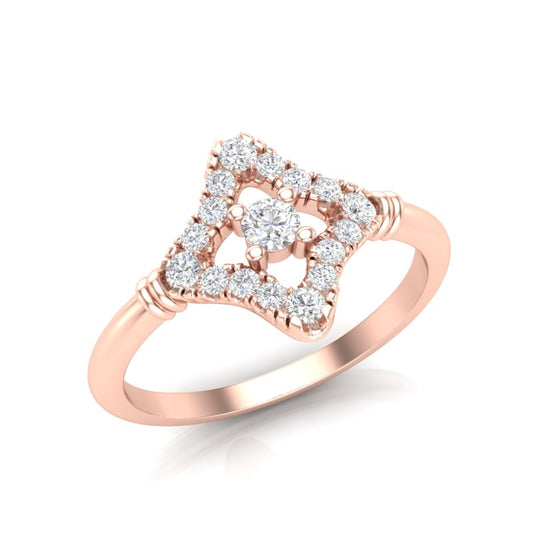 14k Gold Floral Rhombus Diamond Engagement Ring - Abtin & Company 