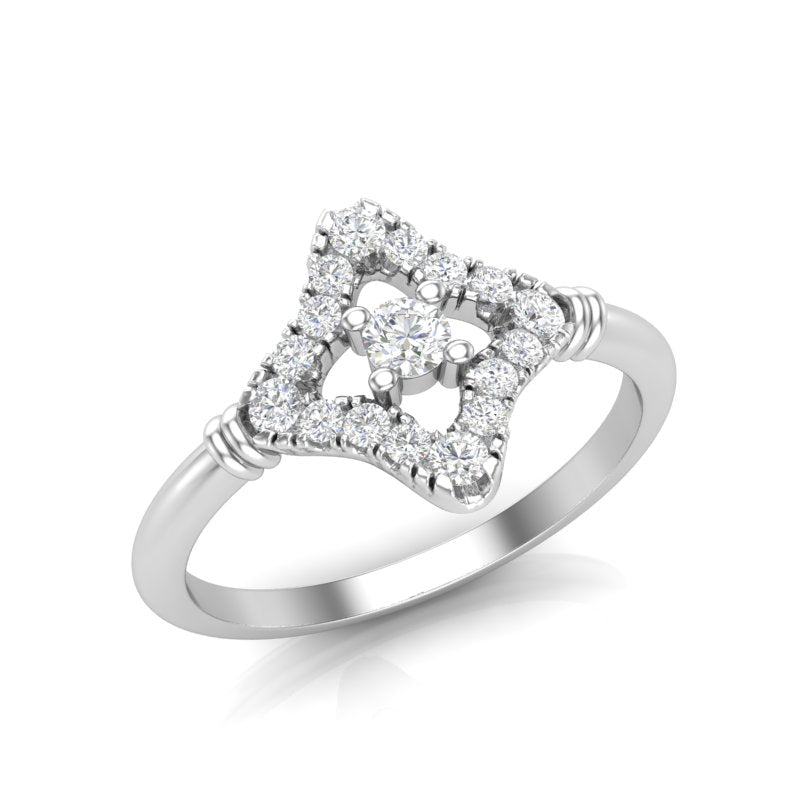 14k Gold Floral Rhombus Diamond Engagement Ring - Abtin & Company 