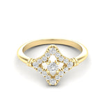 14k Gold Floral Rhombus Diamond Engagement Ring - Abtin & Company 