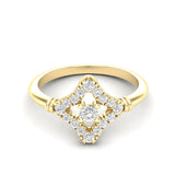 14k Gold Floral Rhombus Diamond Engagement Ring - Abtin & Company 