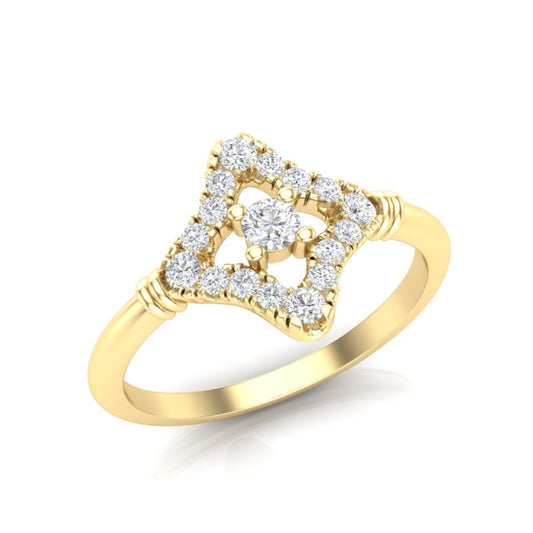 14k Gold Floral Rhombus Diamond Engagement Ring - Abtin & Company 