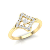 14k Gold Floral Rhombus Diamond Engagement Ring - Abtin & Company 