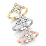 14k Gold Floral Rhombus Diamond Engagement Ring - Abtin & Company 