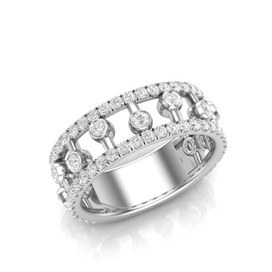 14k Gold floating Diamond Stackable Band - Abtin & Company 