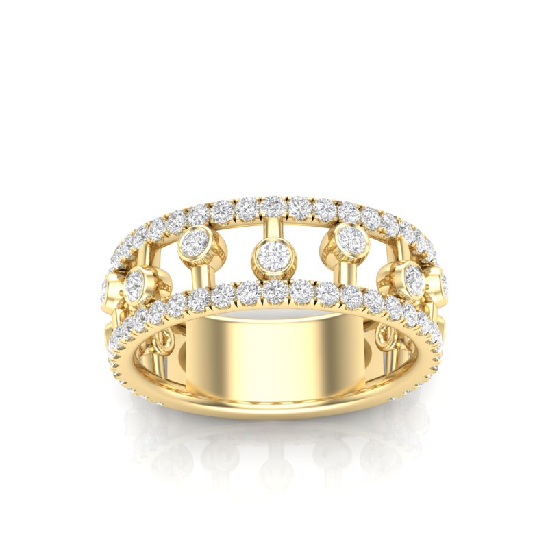 14k Gold floating Diamond Stackable Band - Abtin & Company 