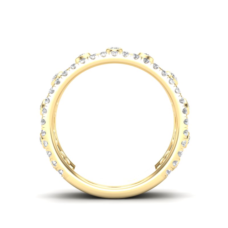 14k Gold floating Diamond Stackable Band - Abtin & Company 