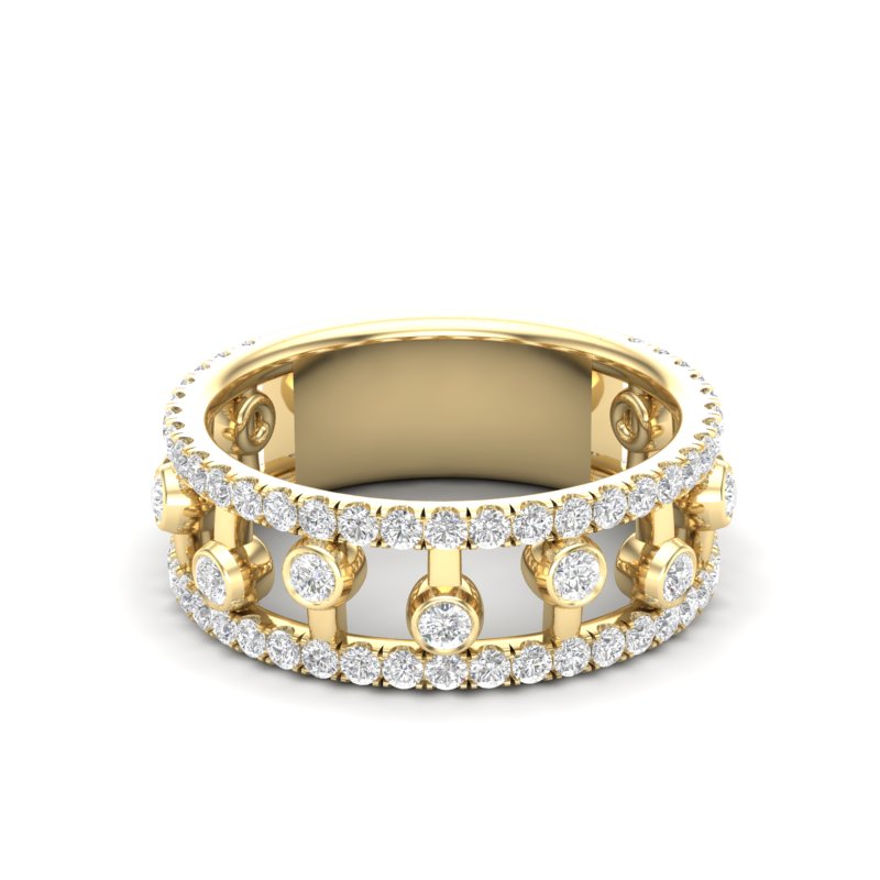 14k Gold floating Diamond Stackable Band - Abtin & Company 