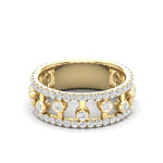 14k Gold floating Diamond Stackable Band - Abtin & Company 