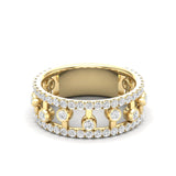 14k Gold floating Diamond Stackable Band - Abtin & Company 