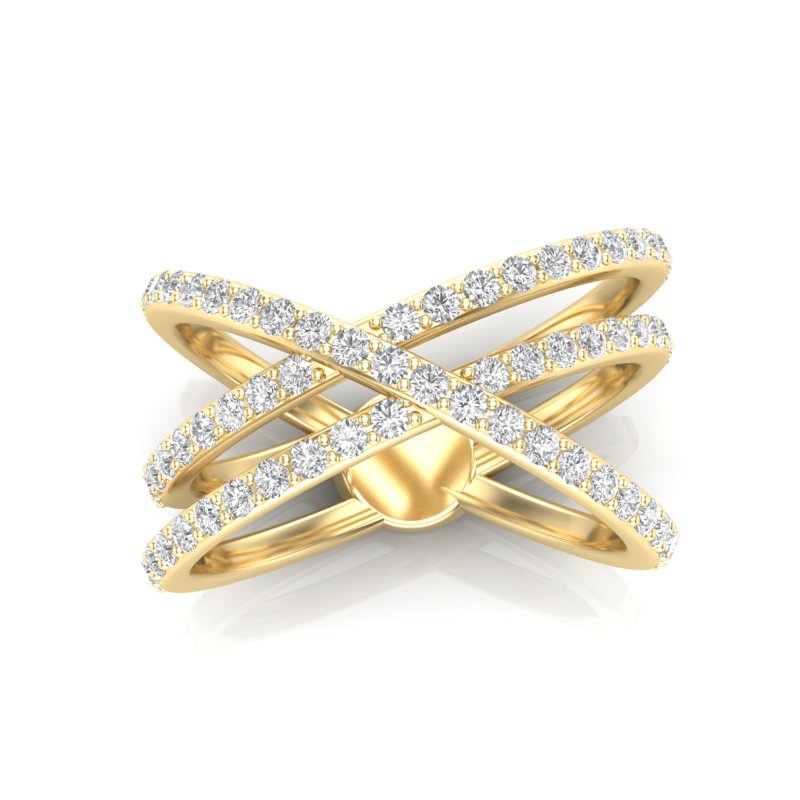 14K Gold Diamond Criss-Cross Ring - Abtin & Company 