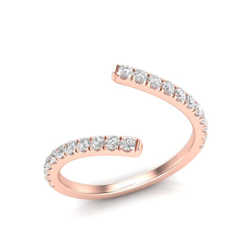 14K Gold Diamond Bypass Stackable Fashion Ring - Abtin & Company 
