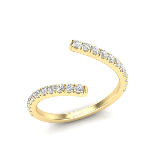 14K Gold Diamond Bypass Stackable Fashion Ring - Abtin & Company 