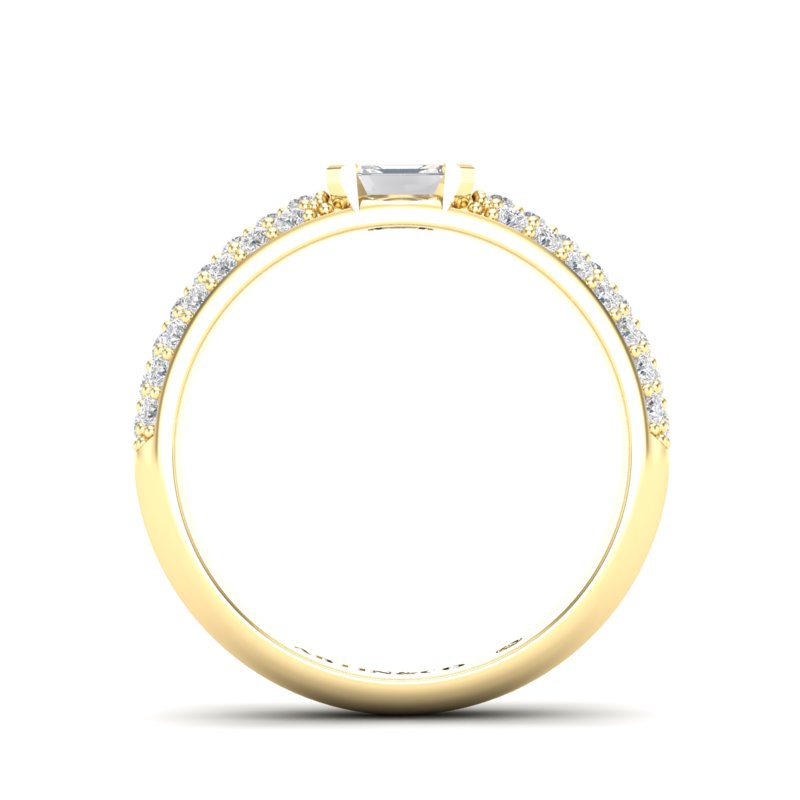 14K Gold Emerald Cut Diamond & Pave Ring Wedding Band - Abtin & Company 