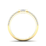 14K Gold Emerald Cut Diamond & Pave Ring Wedding Band - Abtin & Company 