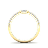 14K Gold Emerald Cut Diamond & Pave Ring Wedding Band - Abtin & Company 
