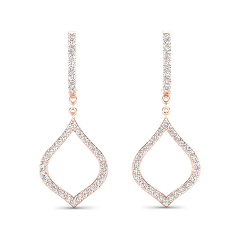 14k Gold Diamond Open Pear-shaped Drop Earring - Abtin & Company 