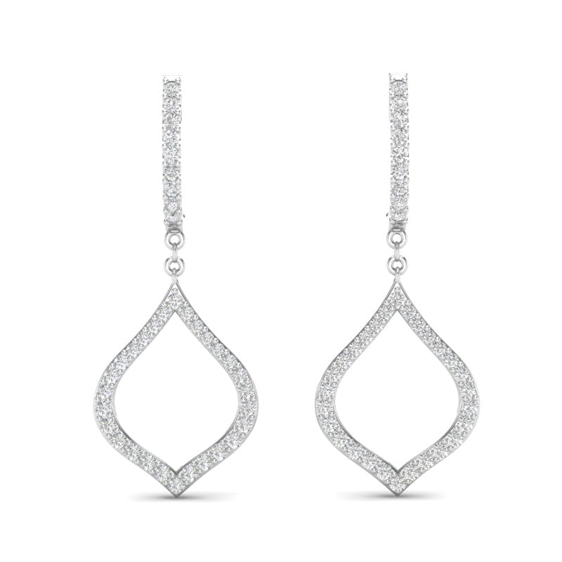14k Gold Diamond Open Pear-shaped Drop Earring - Abtin & Company 