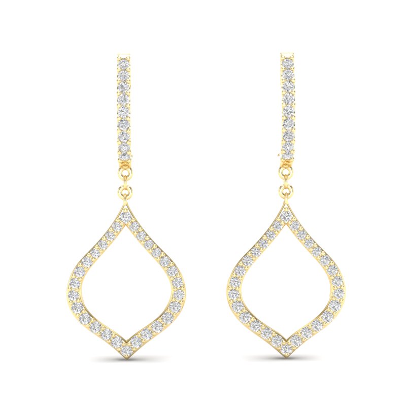 14k Gold Diamond Open Pear-shaped Drop Earring - Abtin & Company 