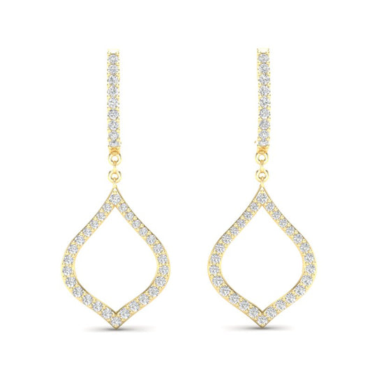 14k Gold Diamond Open Pear-shaped Drop Earring - Abtin & Company 