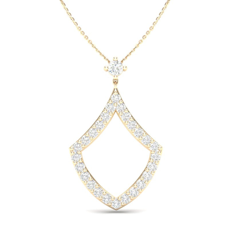 14K Diamond Open Pear-Shape Pendant - Abtin & Company 