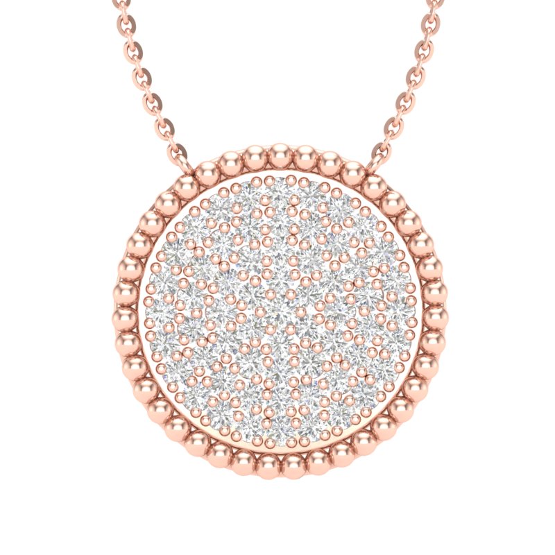 14K Gold Round Medallion Diamond Pendant - Abtin & Company 