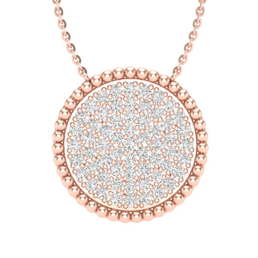 14K Gold Round Medallion Diamond Pendant - Abtin & Company 