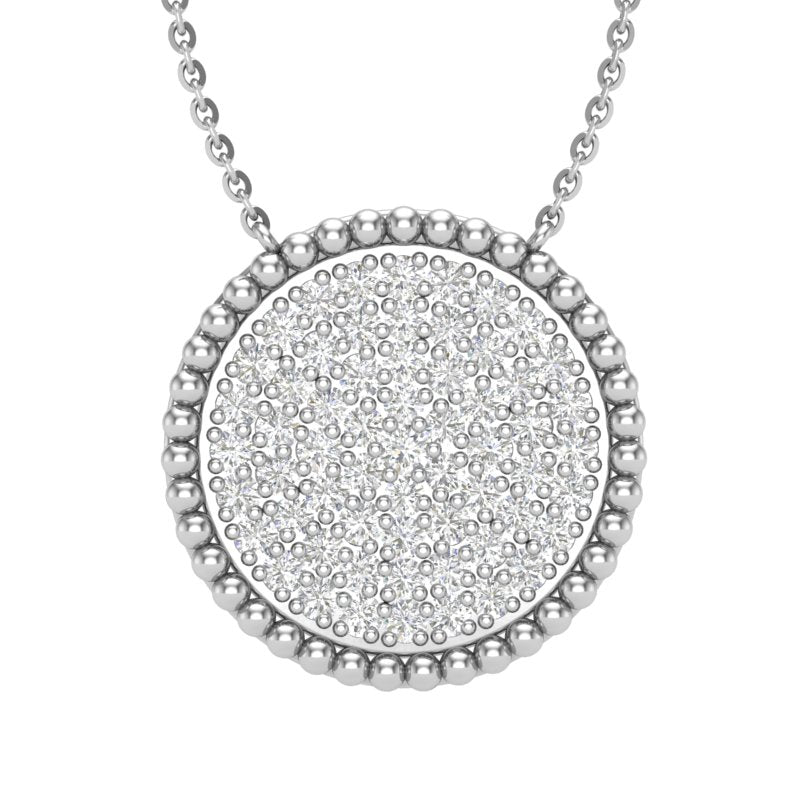 14K Gold Round Medallion Diamond Pendant - Abtin & Company 