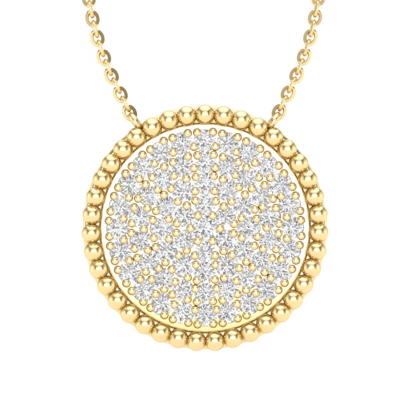 14K Gold Round Medallion Diamond Pendant - Abtin & Company 