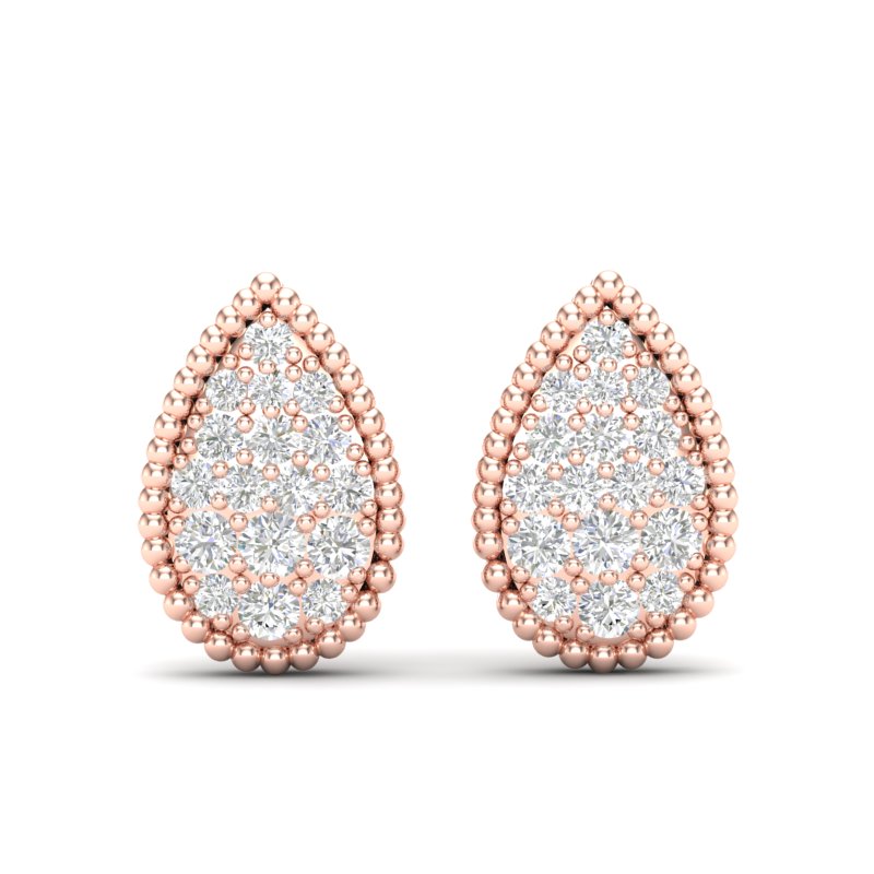 14k Gold Teardrop Diamond Fashion Earring - Abtin & Company 