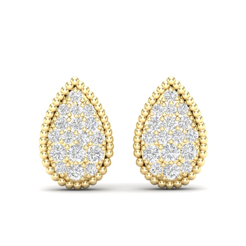 14k Gold Teardrop Diamond Fashion Earring - Abtin & Company 