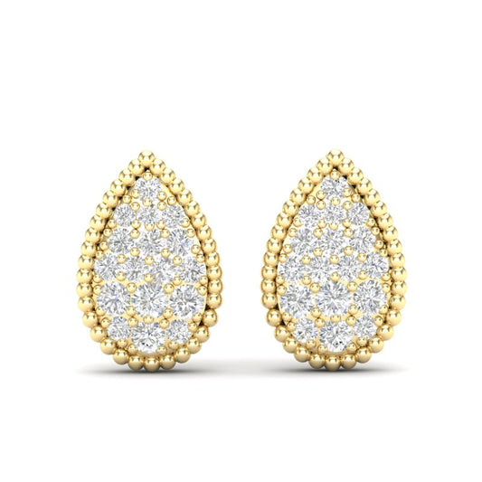 14k Gold Teardrop Diamond Fashion Earring - Abtin & Company 