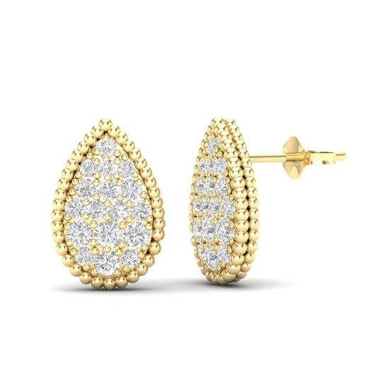 14k Gold Teardrop Diamond Fashion Earring - Abtin & Company 