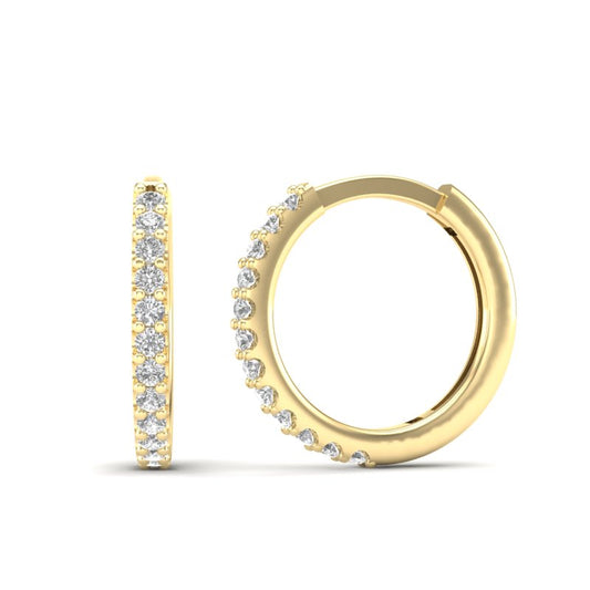 14k Gold Diamond Huggie Earrings - Abtin & Company 