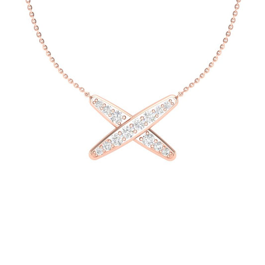14K Gold Diamond Geometric X Pendant - Abtin & Company 