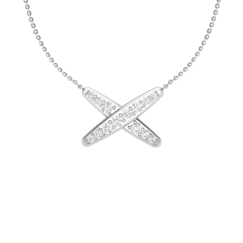 14K Gold Diamond Geometric X Pendant - Abtin & Company 