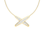 14K Gold Diamond Geometric X Pendant - Abtin & Company 