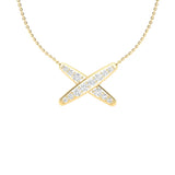 14K Gold Diamond Geometric X Pendant - Abtin & Company 